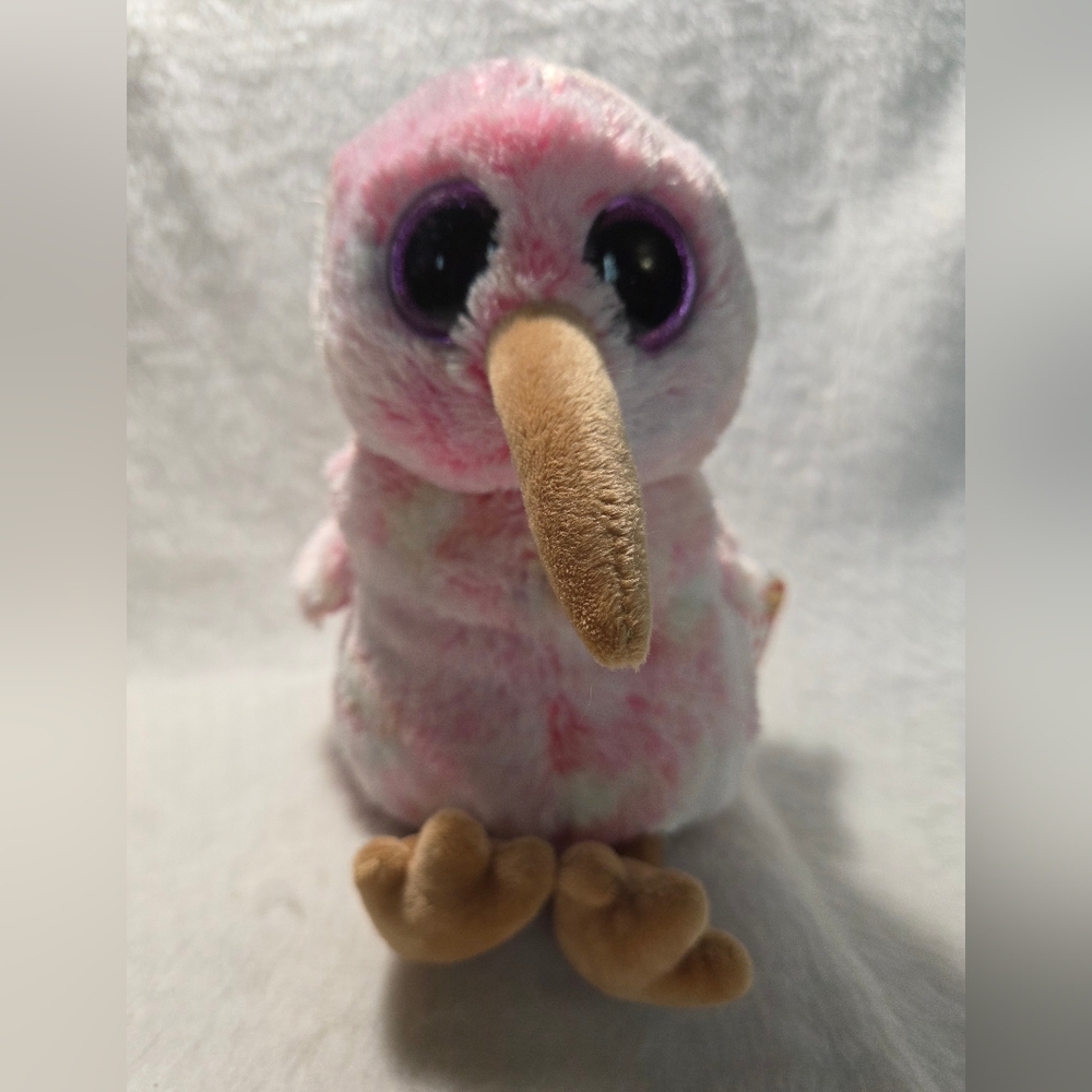 KIWI Ty Beanie Boos Medium Tie-Dye Kiwi Bird Pink Pastel 9" Purple Eyes 2018